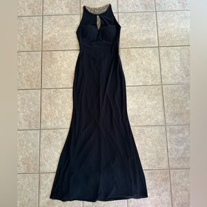 Terani Beaded Back Black mermaid formal Gown Womens Dress size 4 vampire costume